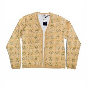 Como Sport Italy Golf Actiwear Beige Floral Cardigan Top NWT Old Money